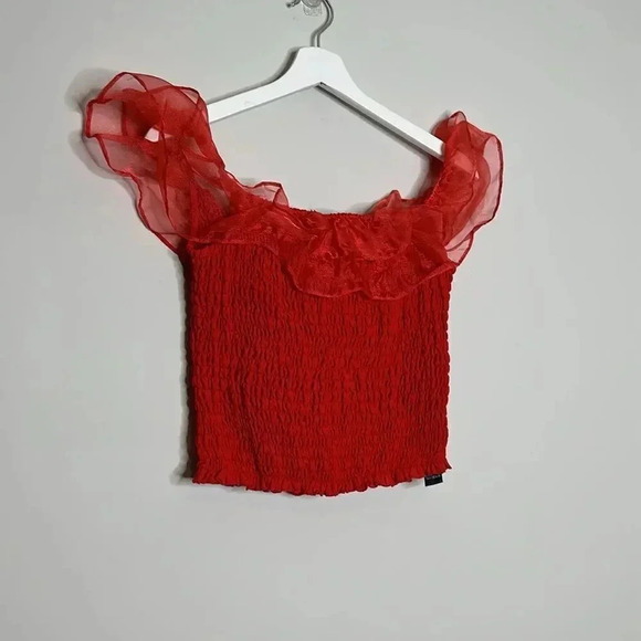 ASOS Shirred Ruffle Bandeau Top - Picture 8 of 12